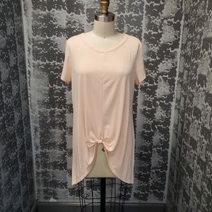 Soft Light Pink Knit Long Tee with Tie NWT